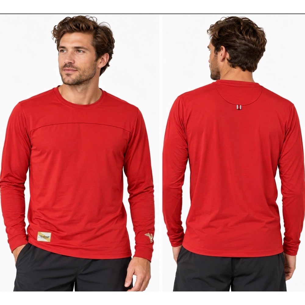 Tracksmith Harrier Long Sleeve Running Shirt M Red Merino Wool Blend Athletic